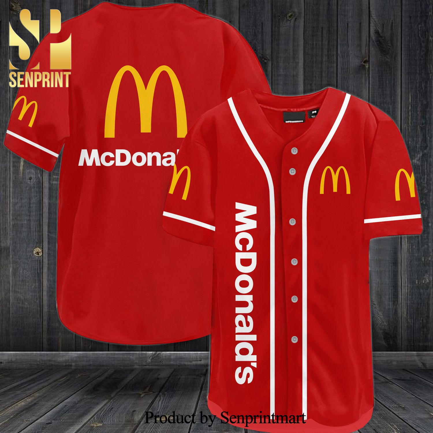 McDonald's All Over Print Baseball Jersey - Red