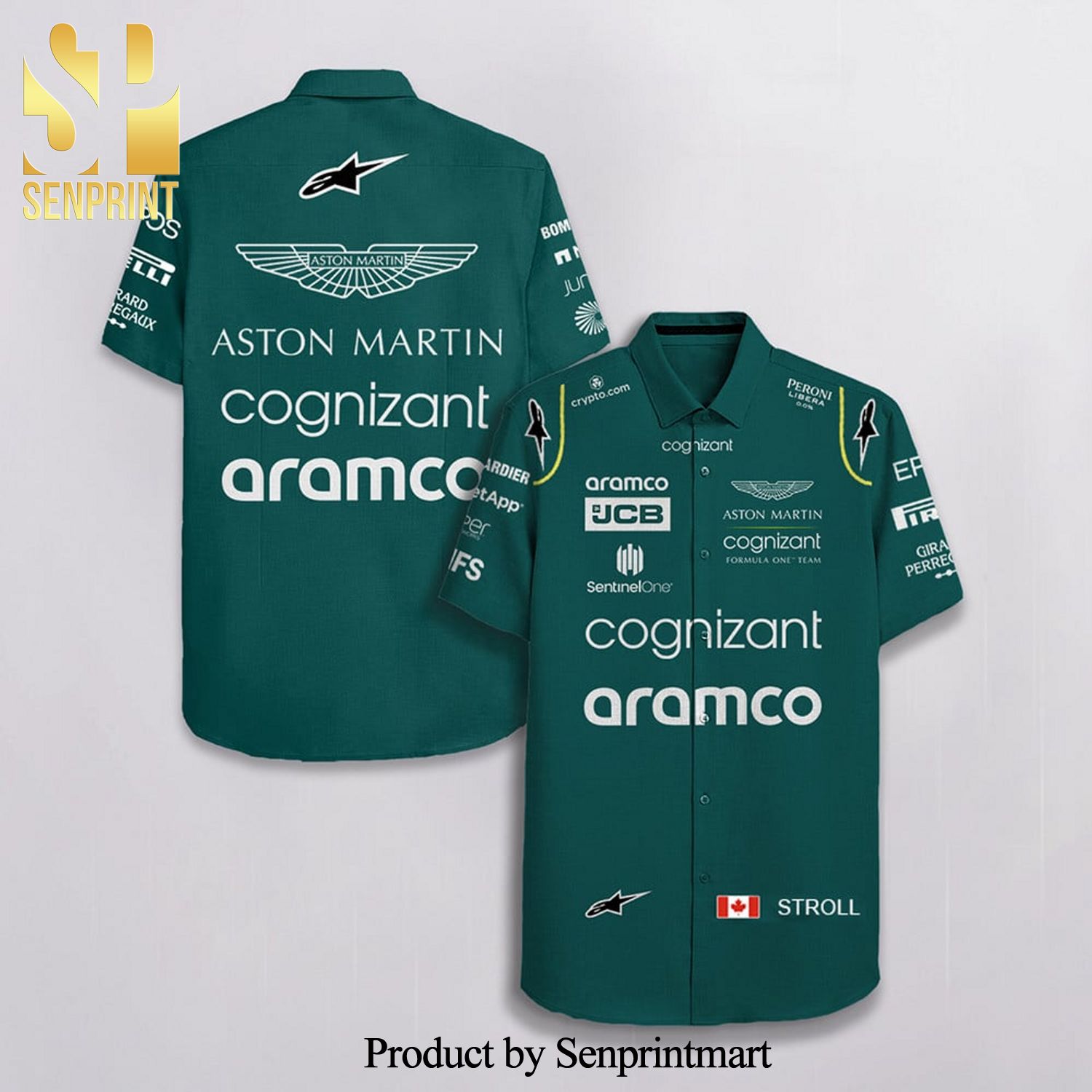 Lance Stroll Aston Martin F1 Team Racing Cognizant Aramco Jcb Alpinestars Full Printing Hawaiian Shirt