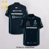 Lewis Hamilton 44 Mercedes-AMG Petronas F1 Team Full Printing Short Sleeve Dress Shirt Hawaiian Summer Aloha Beach Shirt – Black