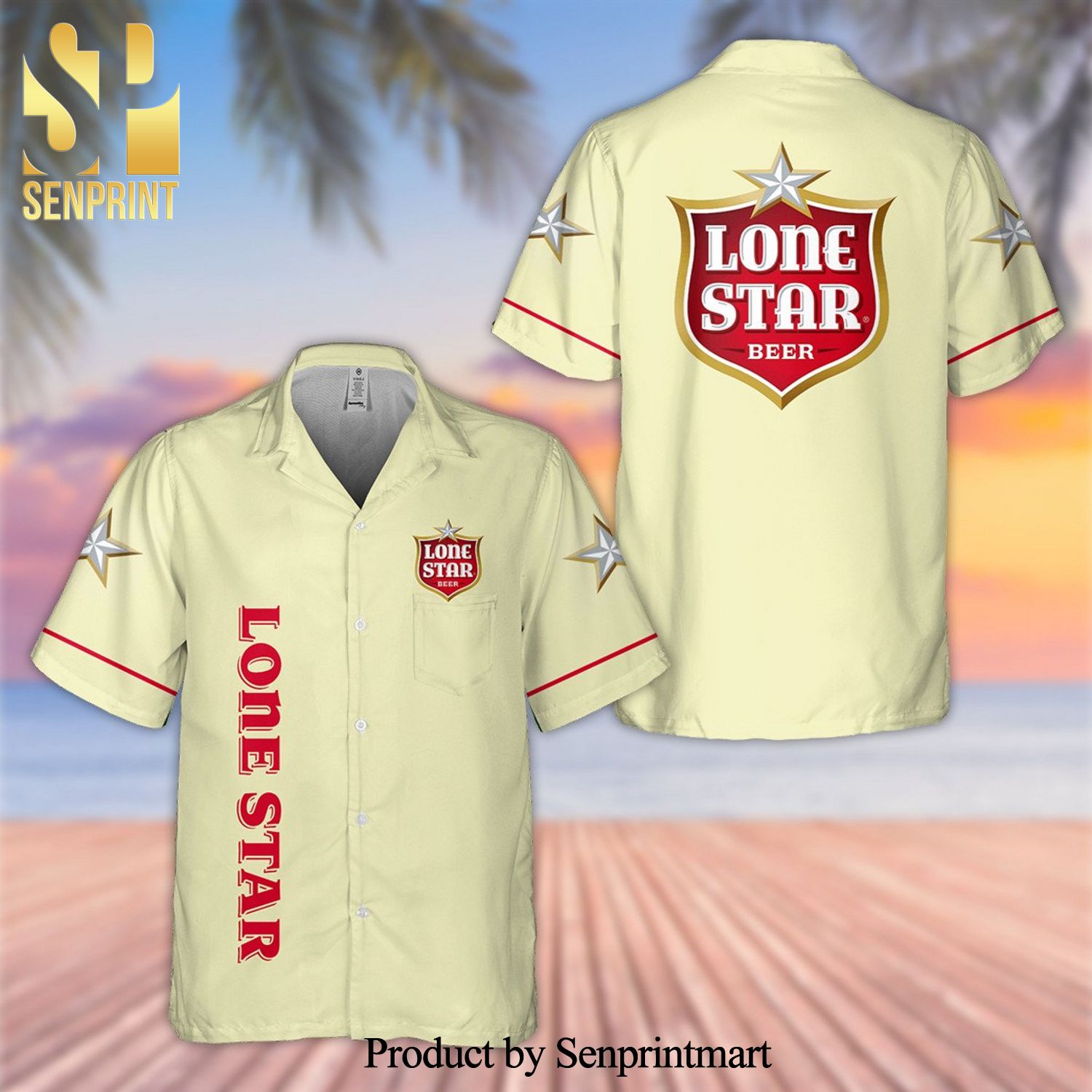 Lone Star Beer Full Printing Hawaiian Shirt – Light Yellow