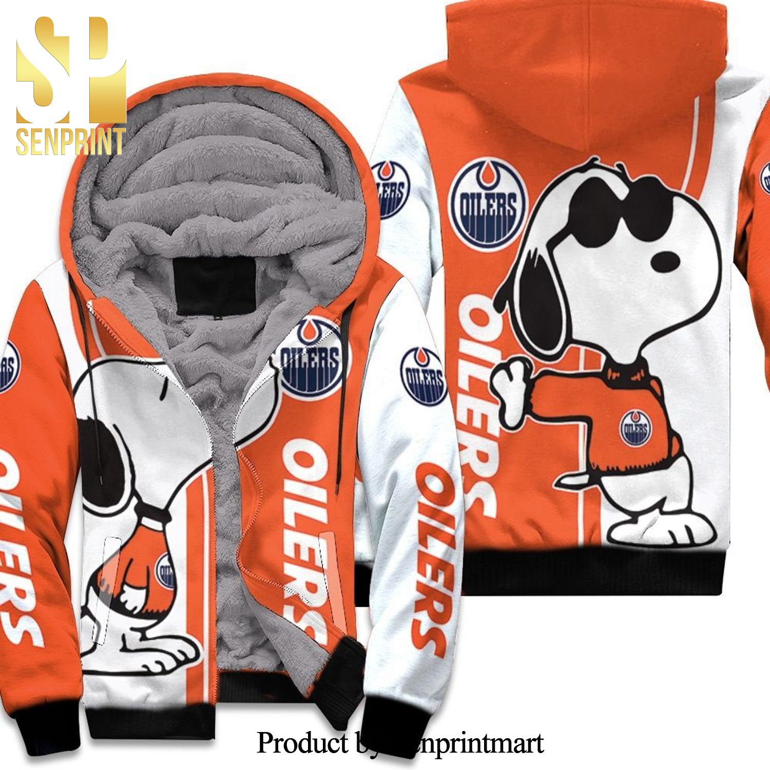 Edmonton Oilers Snoopy Lover Hot Outfit Unisex Fleece Hoodie