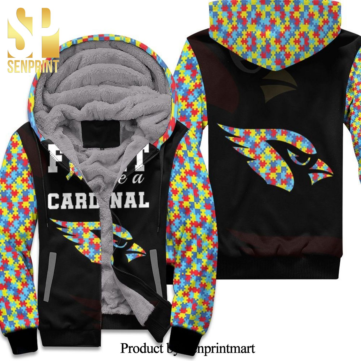 Fight Like A Arizona Cardinals Autism Support New Style Full Print Unisex Fleece Hoodie