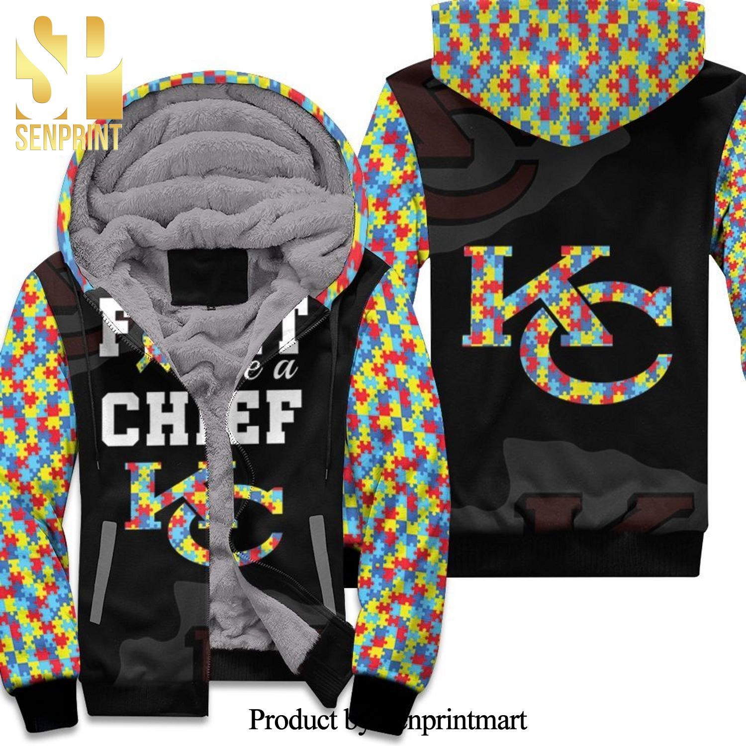 Fight Like A Kansas City Chiefs Autism Support Best Outfit Unisex Fleece Hoodie