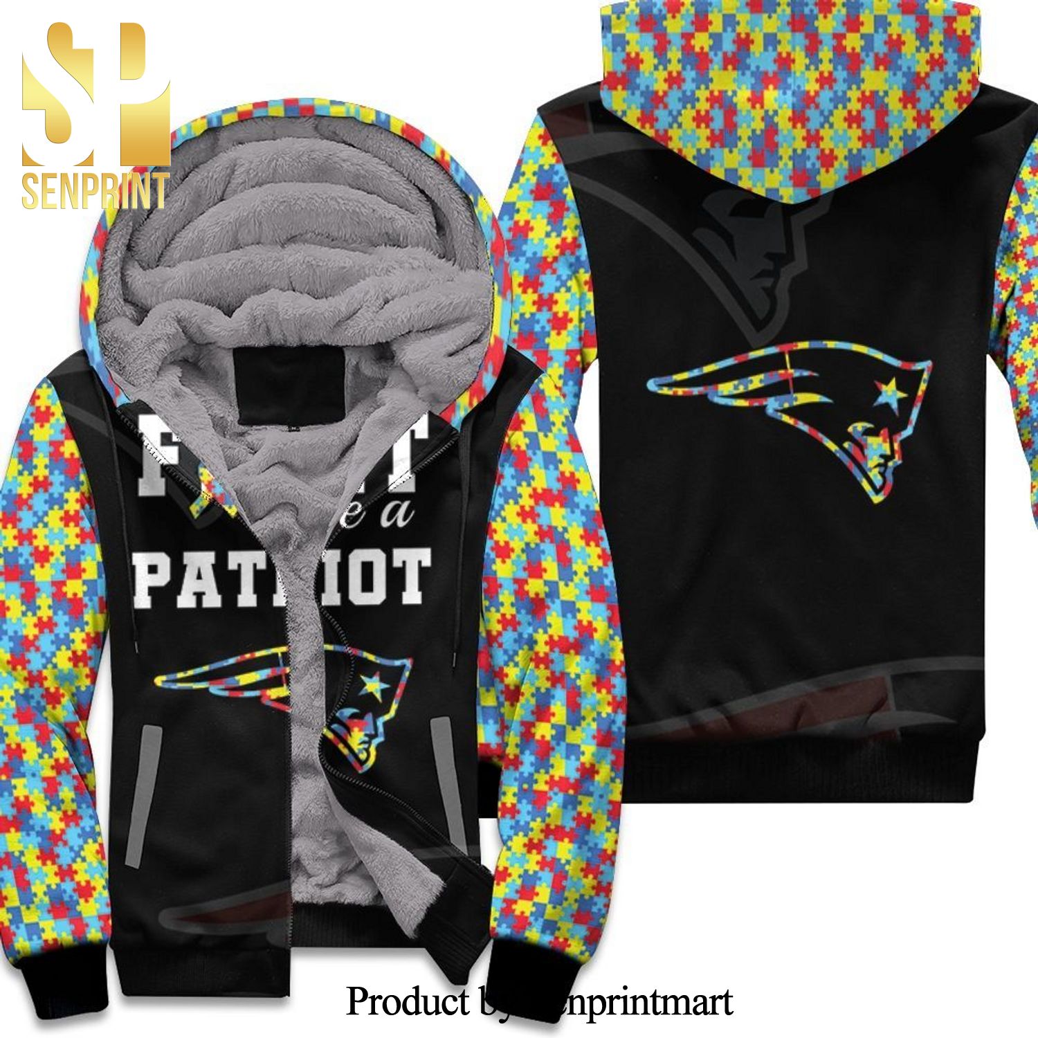 Fight Like A New England Patriots Autism Support High Fashion Unisex Fleece Hoodie