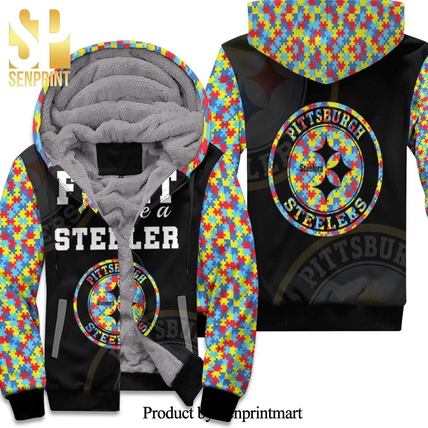 Fight Like A Pittsburgh Steelers Autism Support Cool Style Unisex Fleece Hoodie