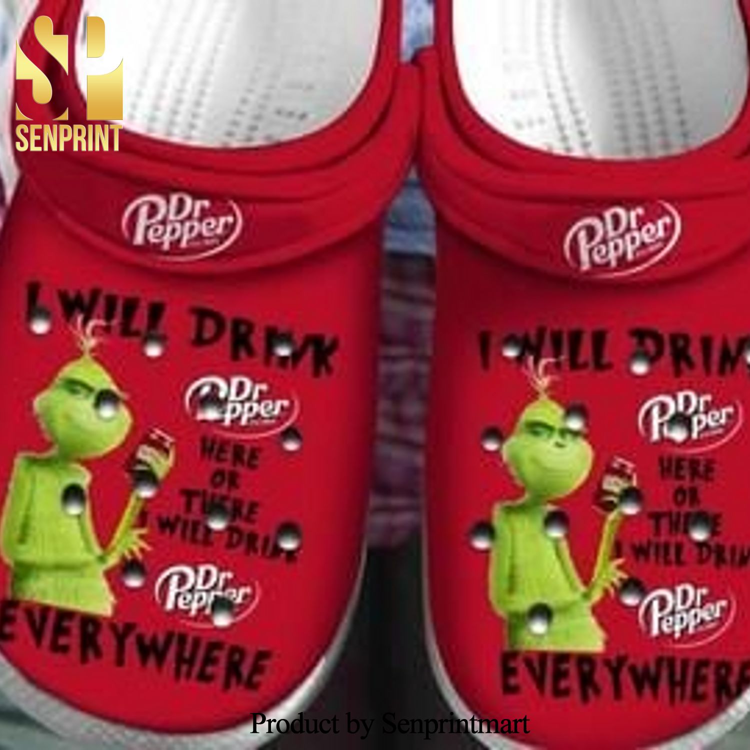 The Grinch Grinch I Will Drink Dr Pepper For The Grinch Film Lover Funny Grinch Crocs Crocs Crocband Adult Clogs