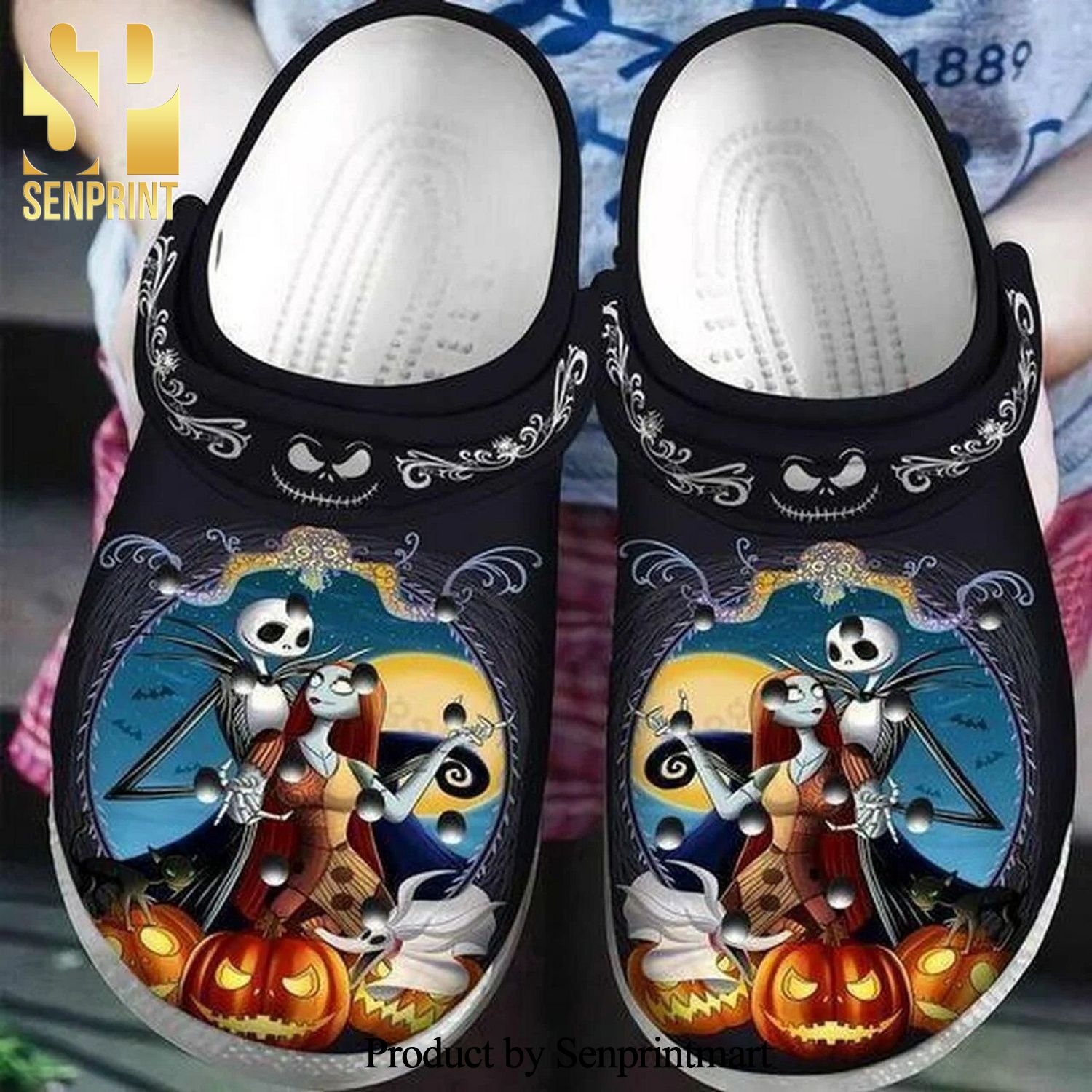 The Nightmare Before Christmas Jack And Sally Zero I Comfortable Classic Waterar All Over Printed Crocs Shoes