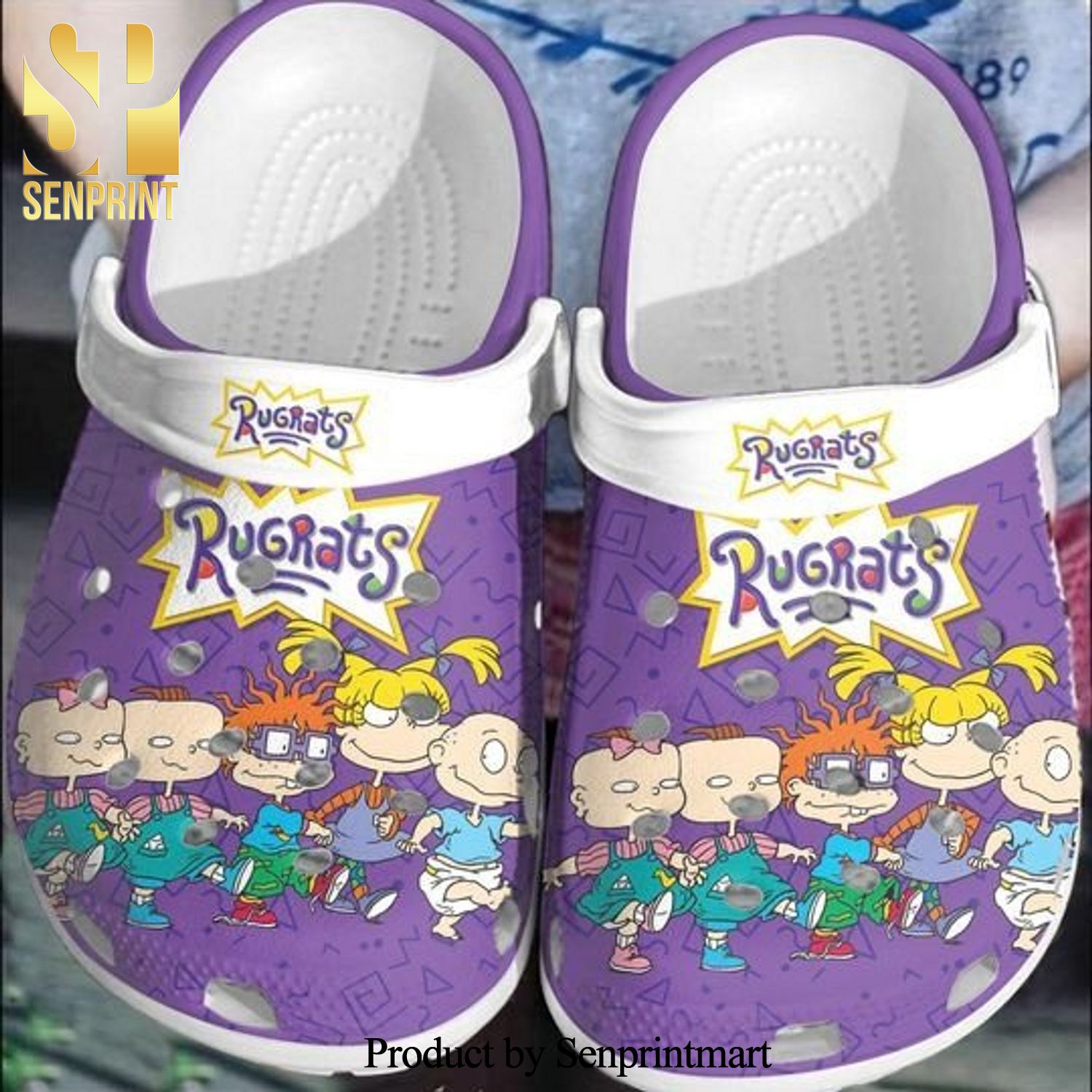 The Rugrats Cartoon Purple Comfortable Classic Waterar All Over Printed Crocs Unisex Crocband Clogs