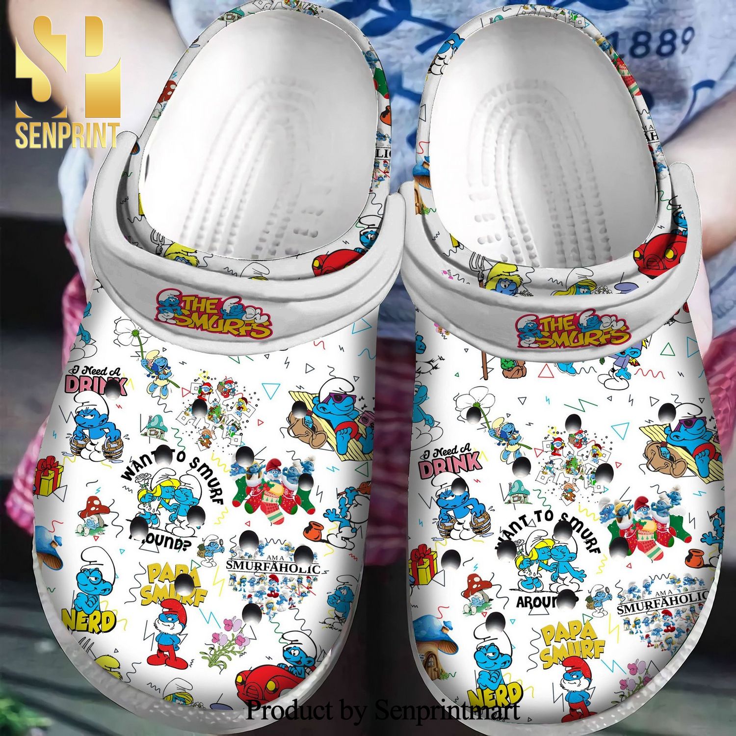 The Smurfs Cartoon Characters Trending Gift For Fan Classic Water All Over Printed Crocs Classic
