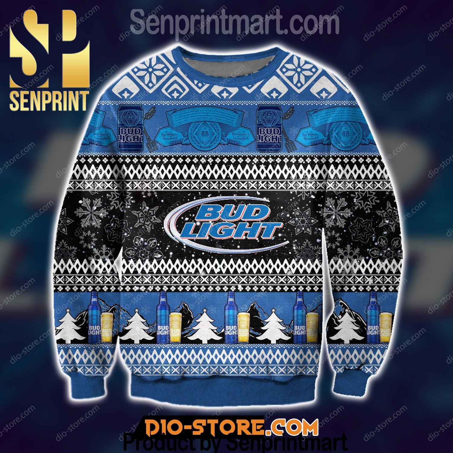 Bud Light Beer Xmas Time All Over Printed Wool Ugly Sweater