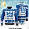 Bud Light Ho Ho Ho All Over Printed Christmas Knitted Wool Sweater