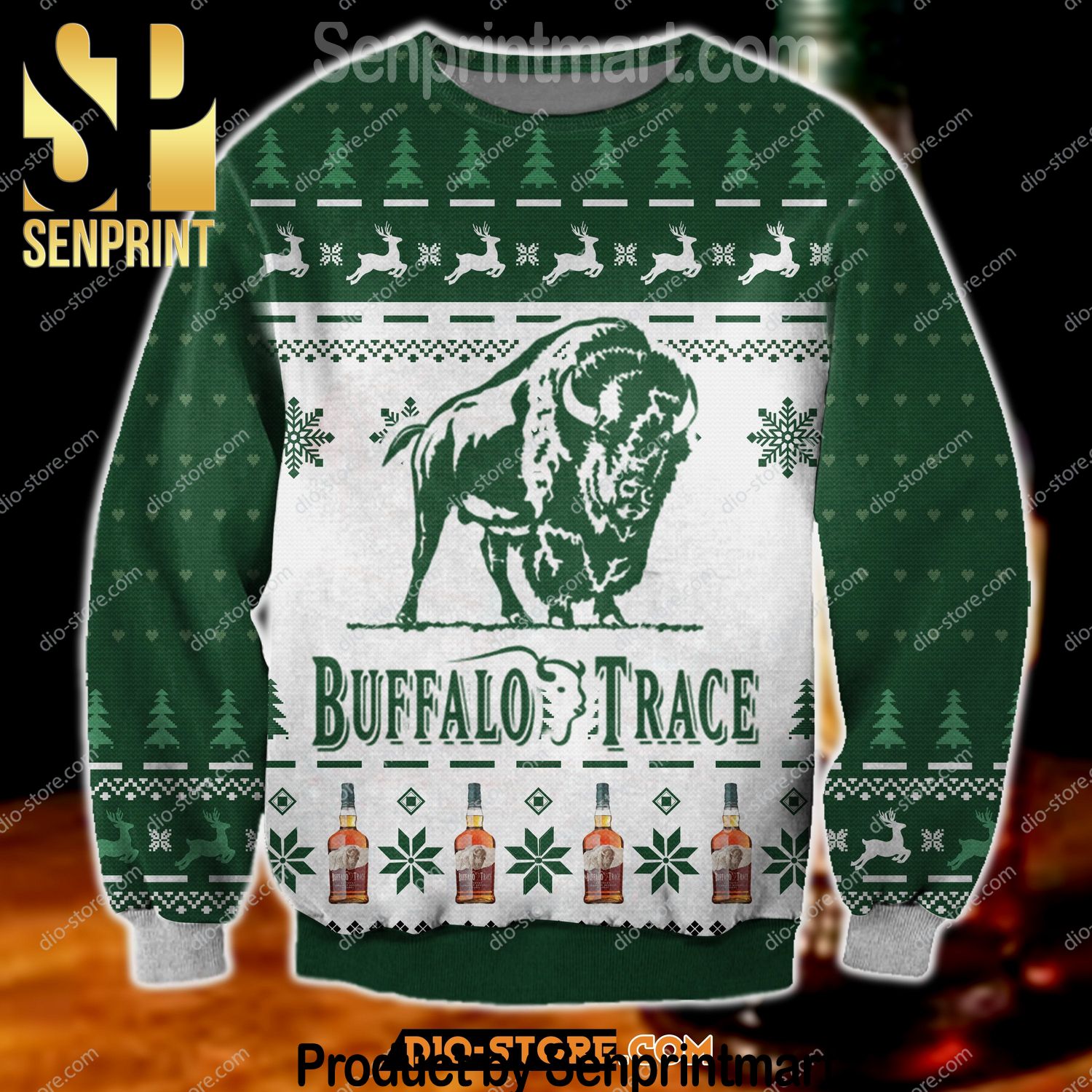 Buffalo Trace Holiday Time Christmas Wool Knitted Sweater