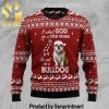 Bulldog Tie Dye Chirtmas Time Wool Knitted Ugly Sweater