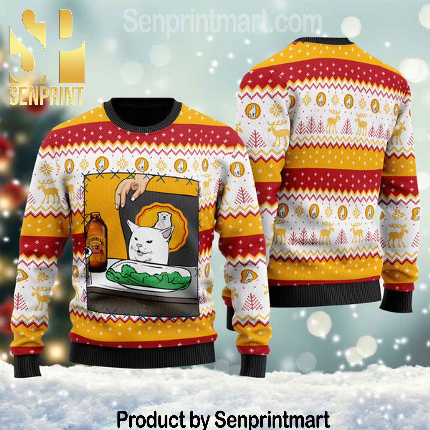 Bundaberg Cat Meme Gift Ideas Pattern Ugly Knit Sweater