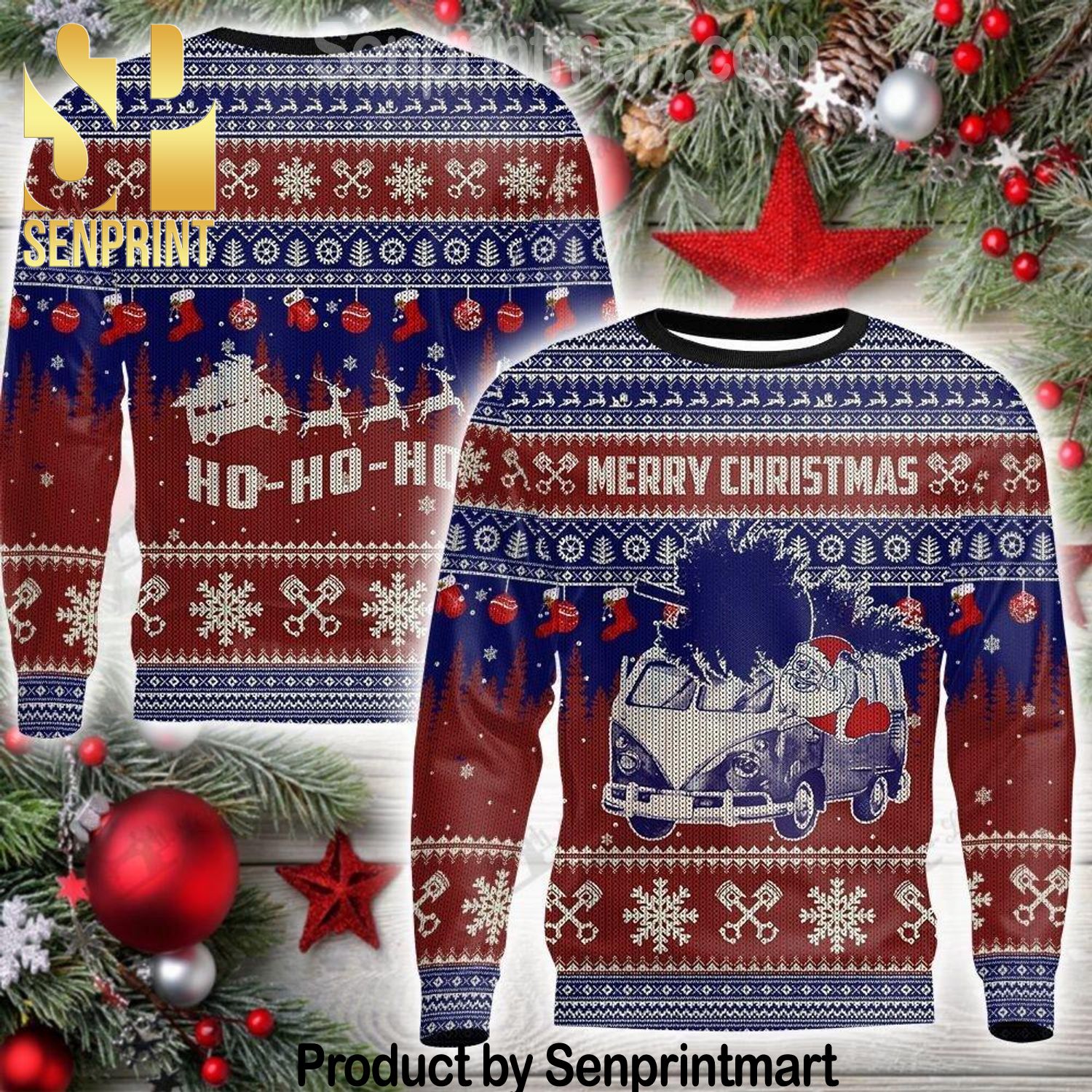 Bus Santa Claus Gift Ideas Wool Knitted Pattern Ugly Sweater