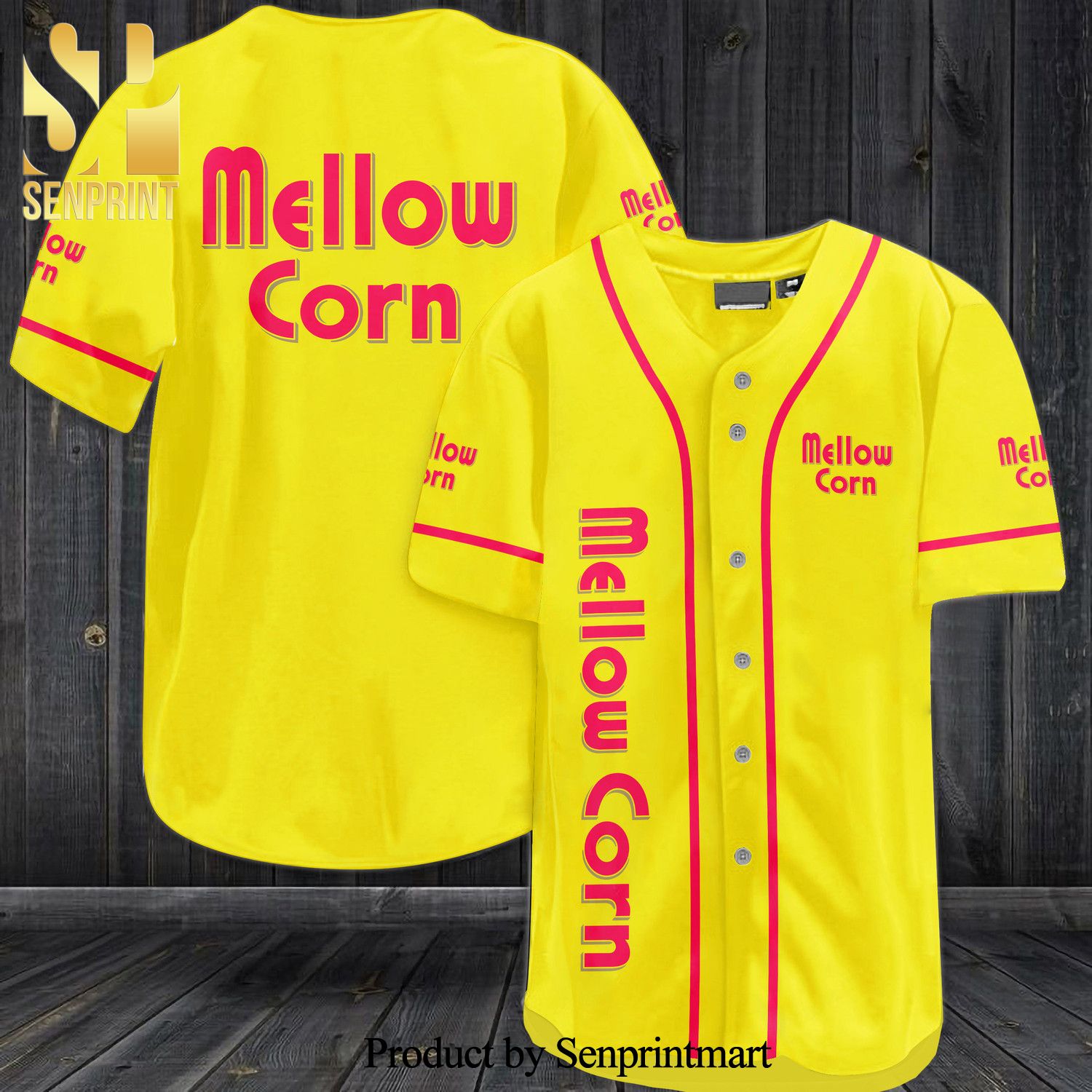 Mellow Corn All Over Print Unisex Baseball Jersey – Yellow