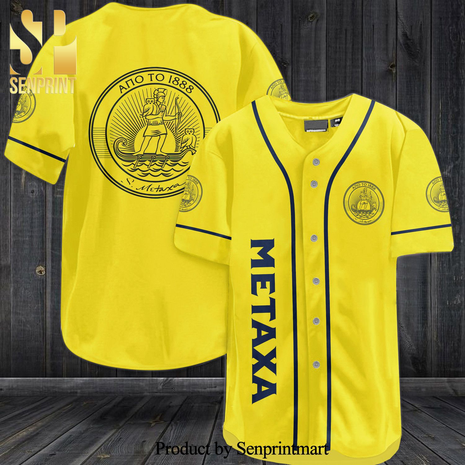 Metaxa All Over Print Baseball Jersey – Yellow