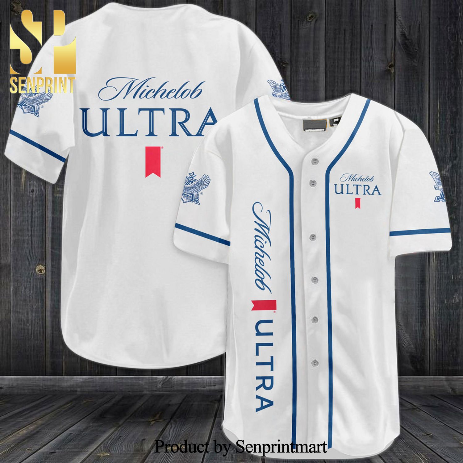 Michelob Ultra All Over Print Baseball Jersey – White