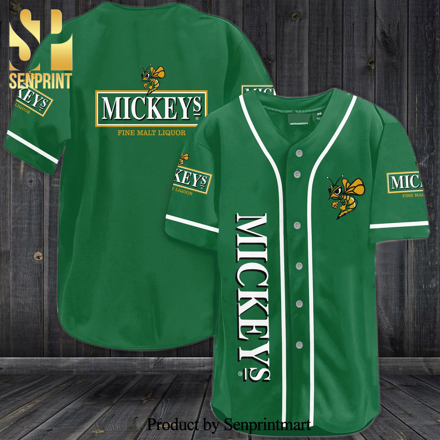 Mickey's Fine Malt Liquor All Over Print Baseball Jersey - Green