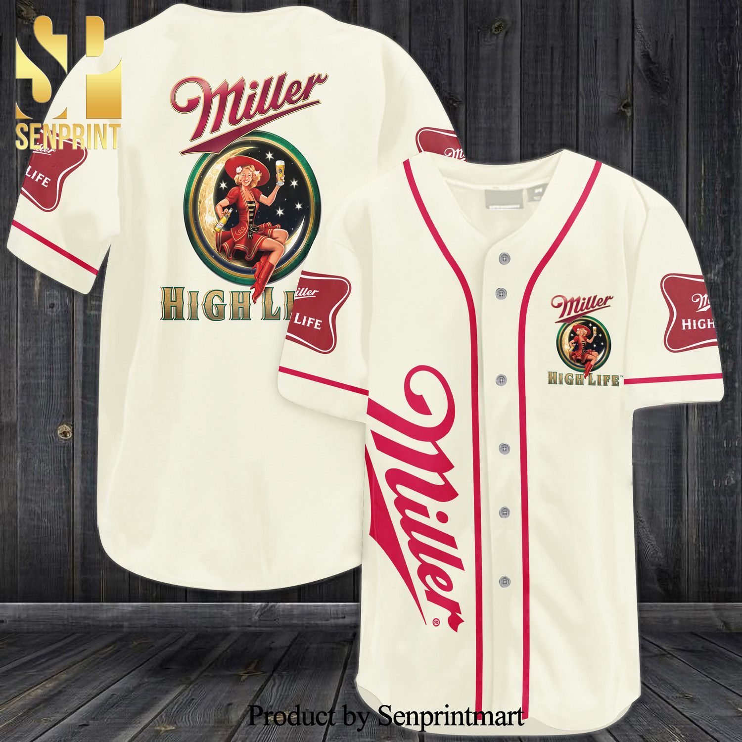 Miller High Life All Over Print Baseball Jersey