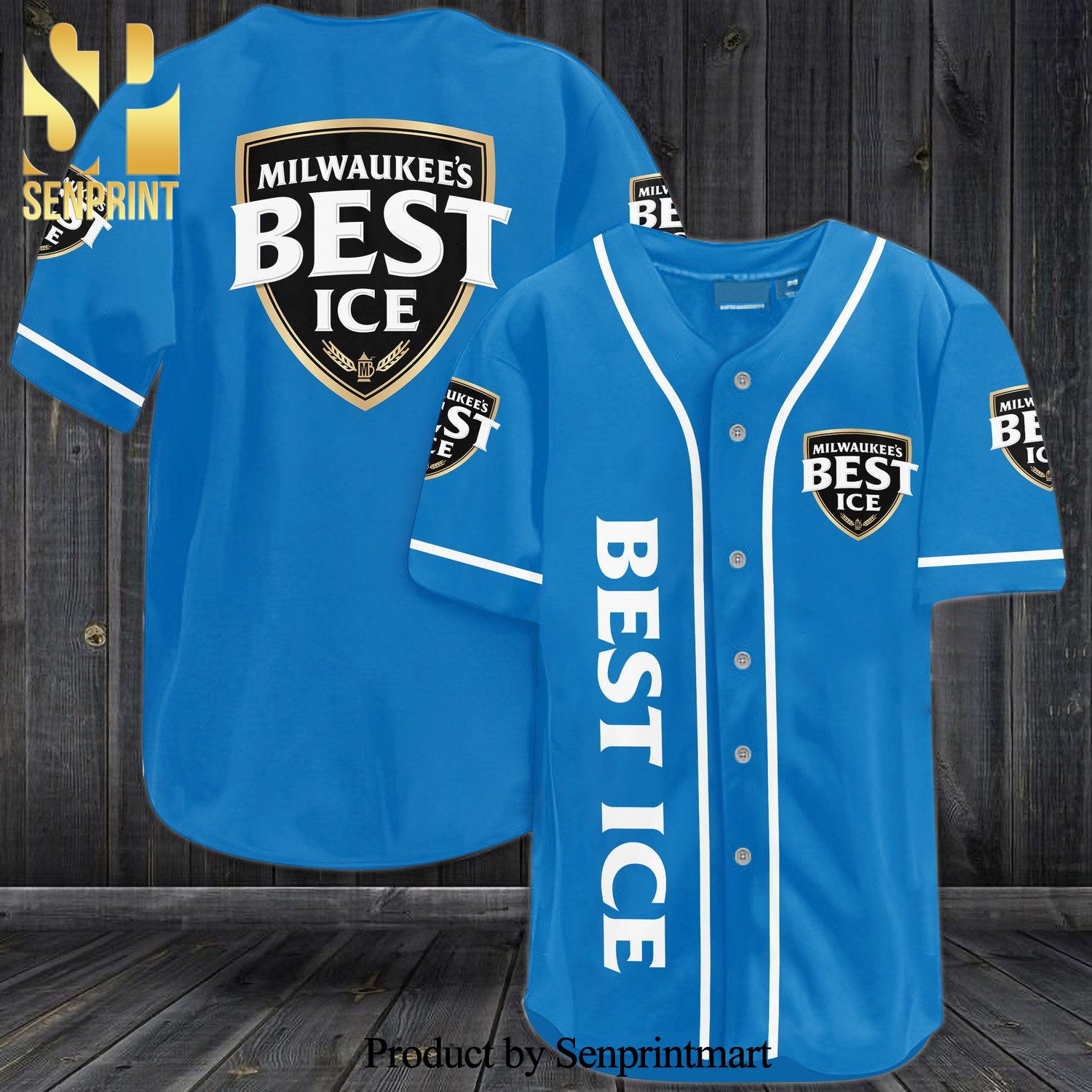 Milwaukee's Best Ice Beer All Over Print Baseball Jersey - Blue