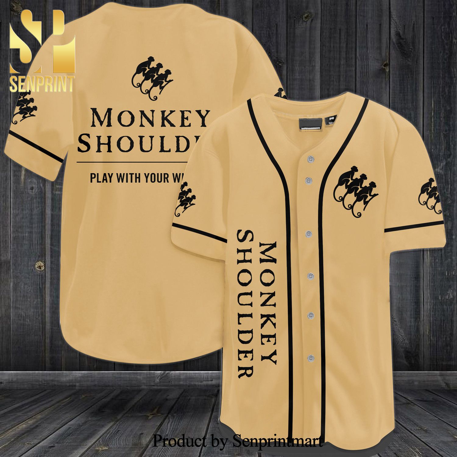Monkey Shoulder Scotch All Over Print Baseball Jersey