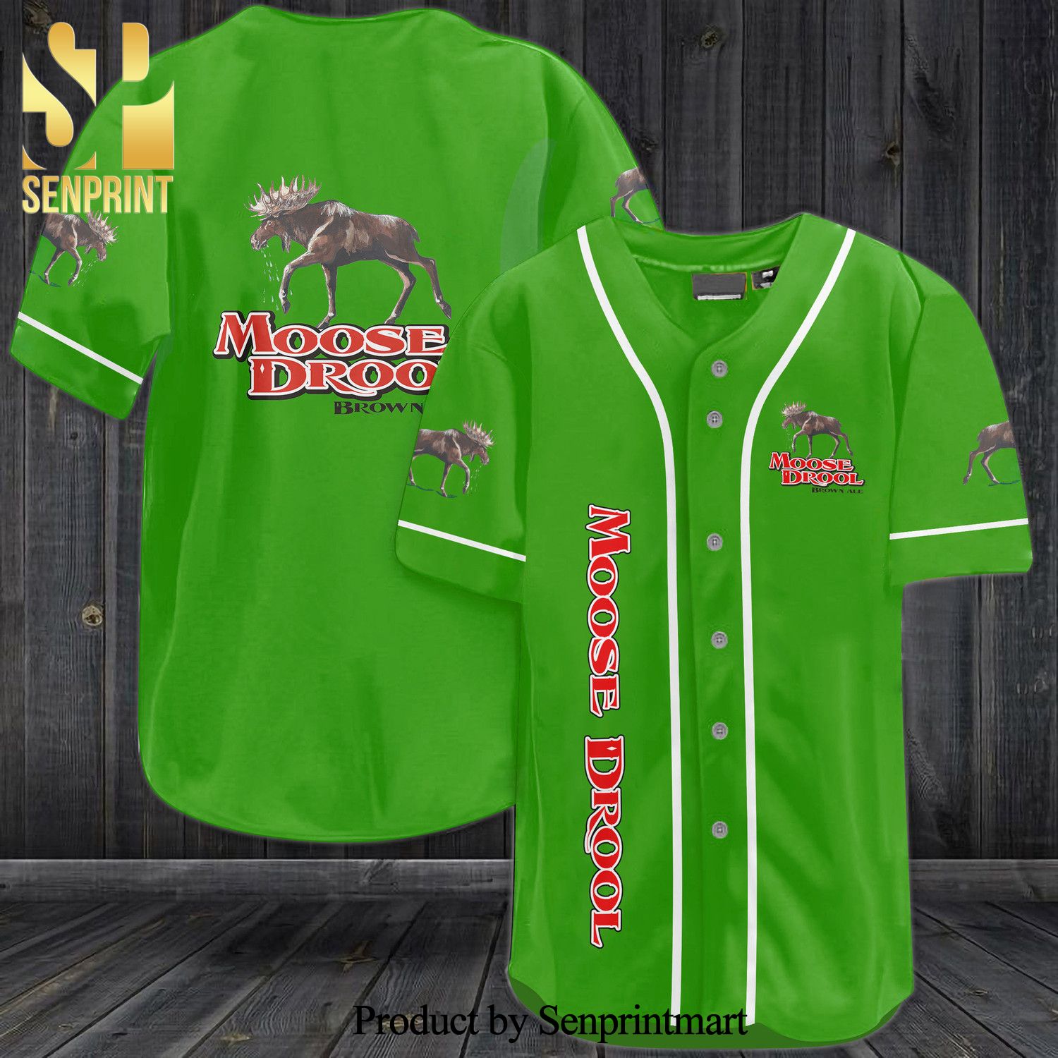Moose Drool Brown Ale All Over Print Baseball Jersey – Green