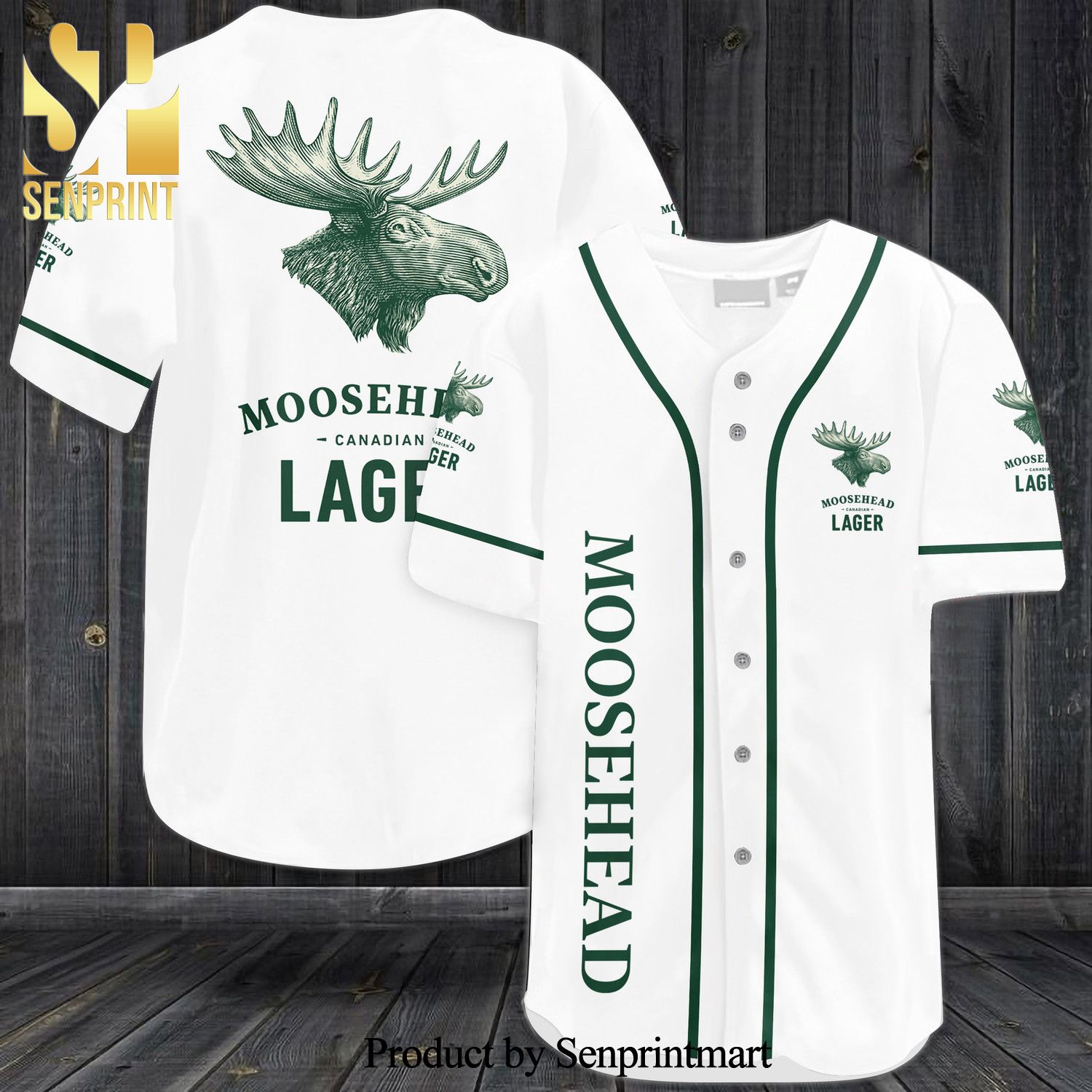 Moosehead Lager All Over Print Baseball Jersey – White