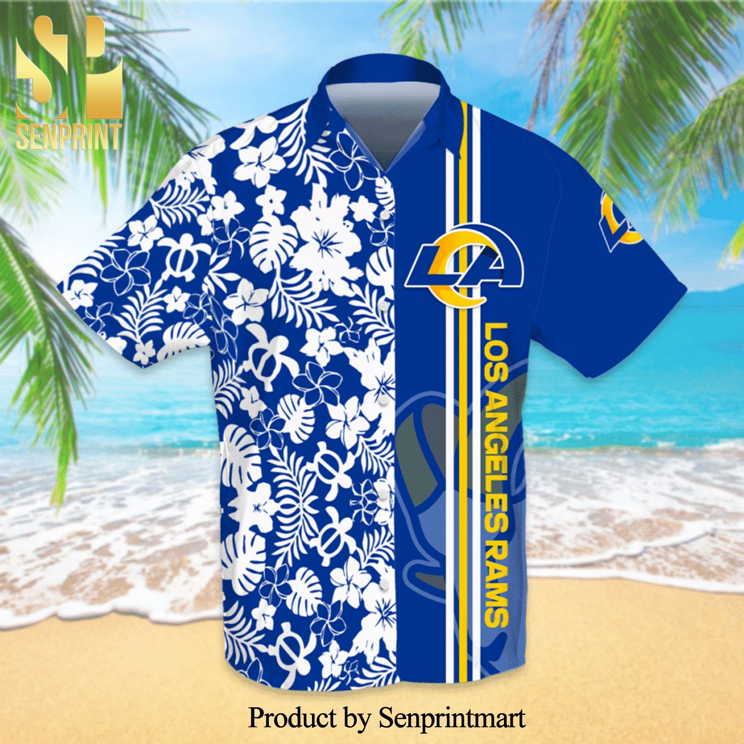 Los Angeles Rams Football Team Full Printing Hawaiian Shirt – Blue