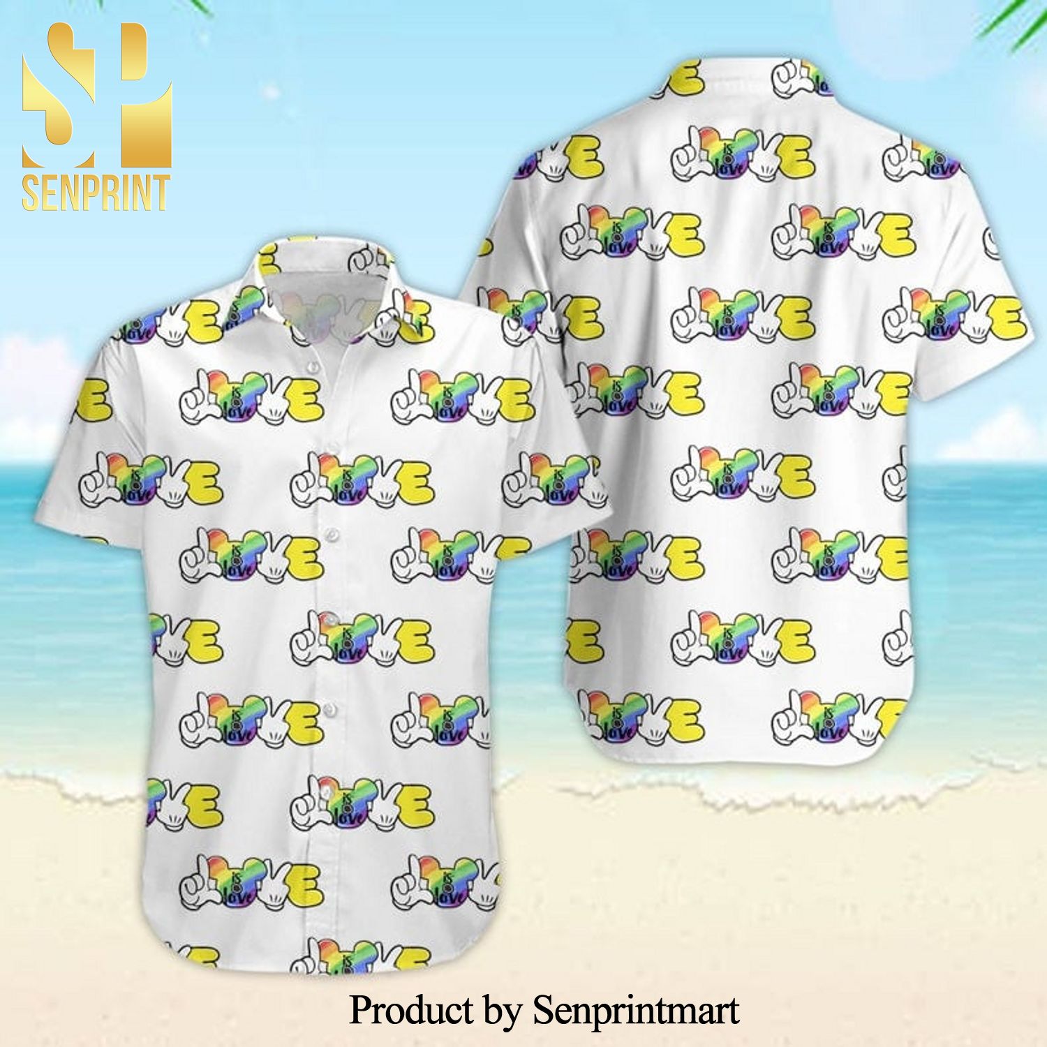 Love Is Love Mickey Ear Lgbt Full Printing Hawaiian Shirt – White