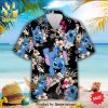 Lovely Stitch Disney Cartoon Graphics Red Hibiscus Full Printing Hawaiian Shirt – Black