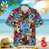 Lovely Stitch Disney Cartoon Graphics Red Hibiscus Full Printing Hawaiian Shirt – White