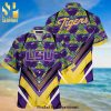 LSU Tigers Snoopy Surfing On The Beach Full Printing Combo Hawaiian Shirt And Beach Shorts – Purple