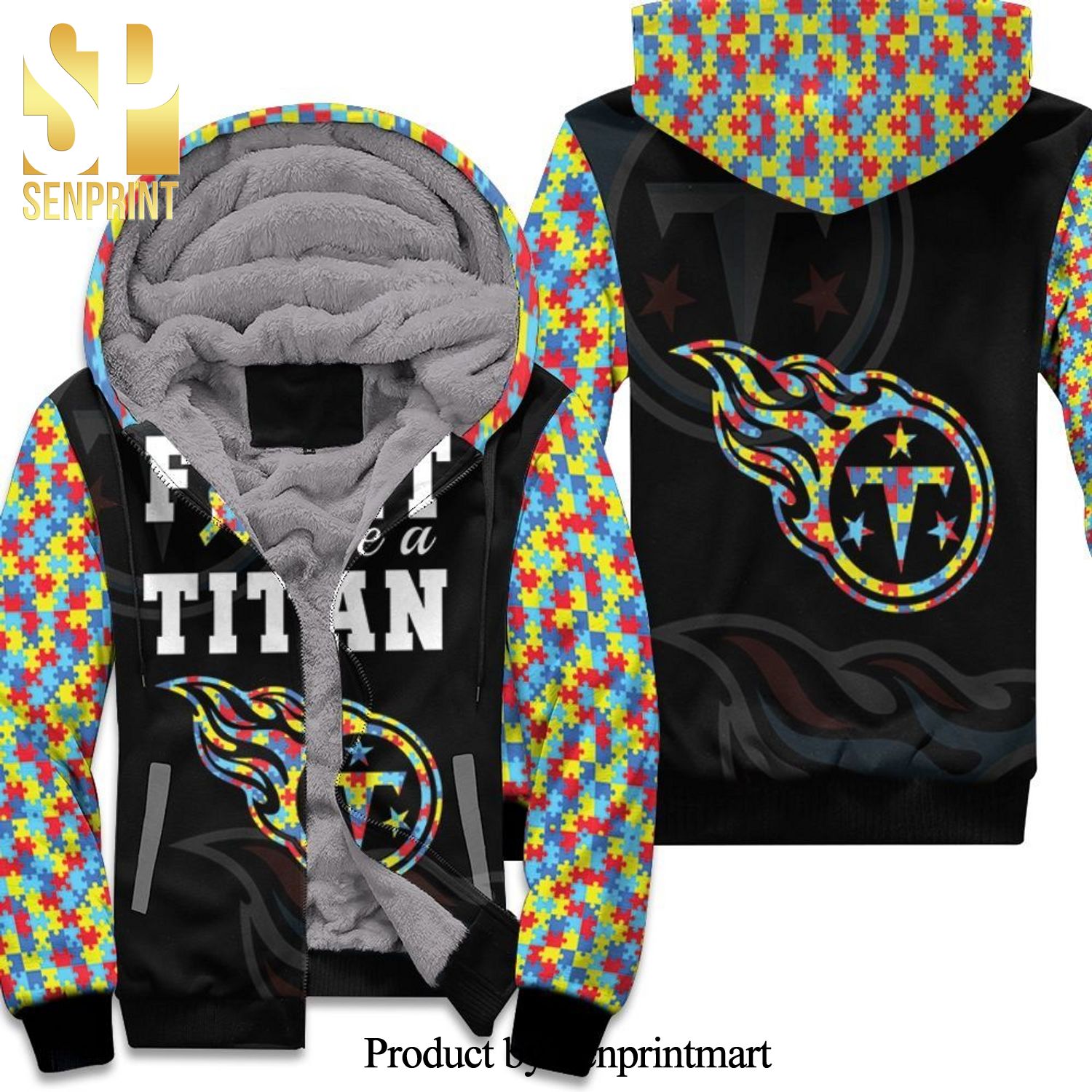 Fight Like A Tennessee Titans Autism Support Best Combo Full Printing Unisex Fleece Hoodie