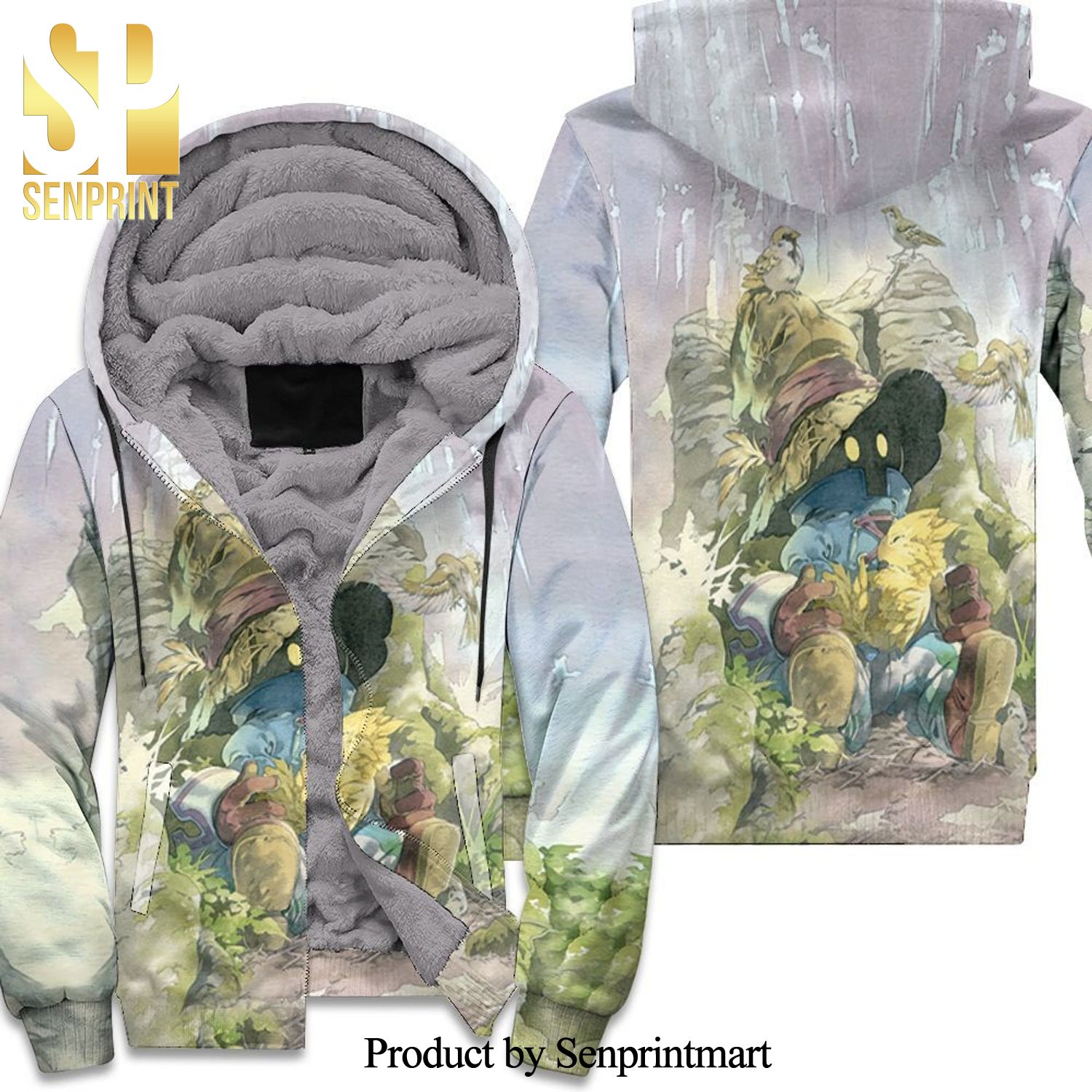 Final Fantasy Black Mage And Chocobo New Fashion Full Printed Unisex Fleece Hoodie