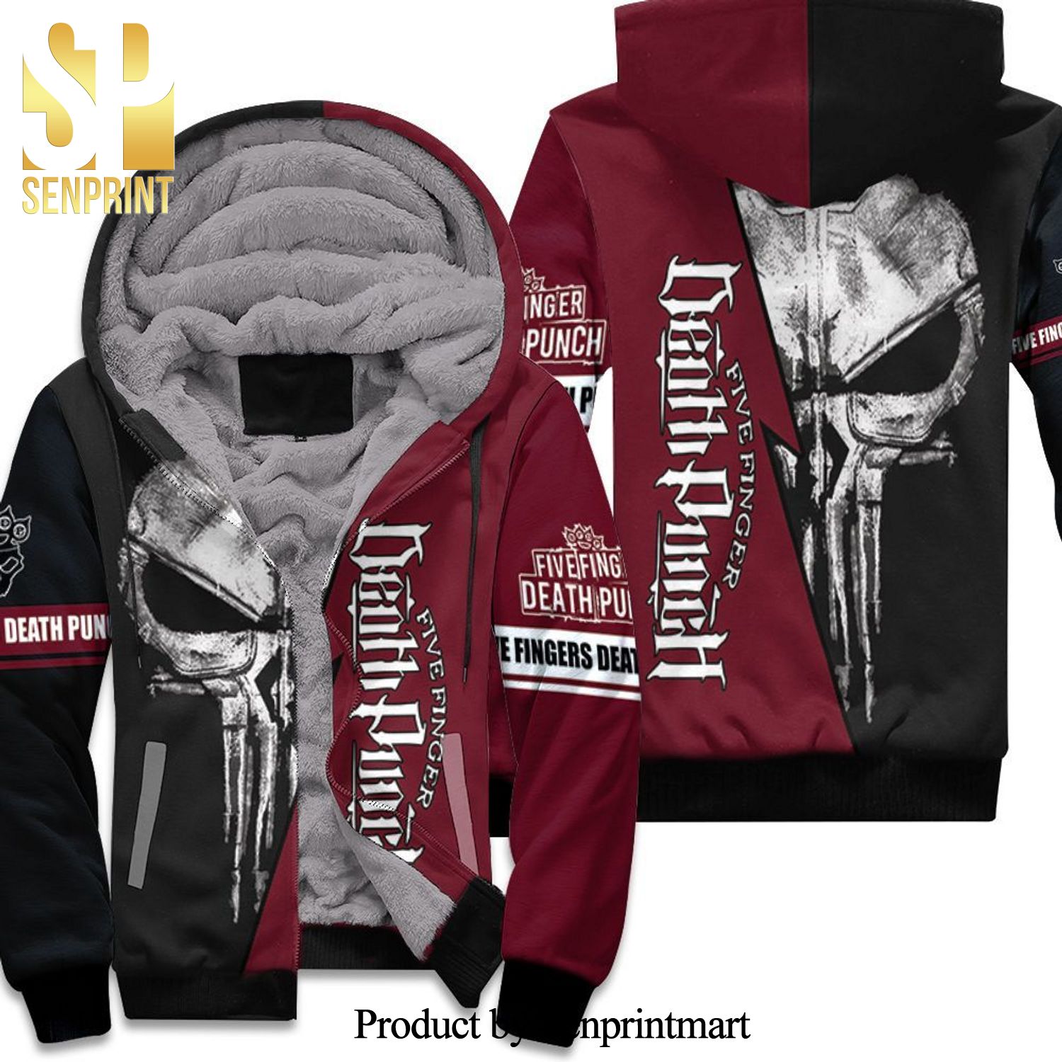 Five Fingers Death Skull For Lovers Hot Version All Over Printed Unisex Fleece Hoodie
