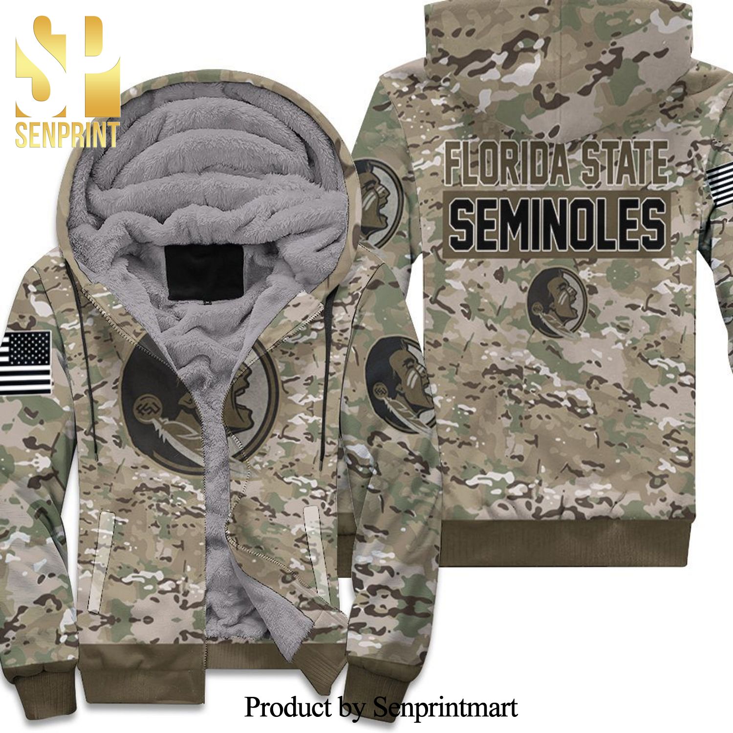 Florida State Seminoles Camo Pattern New Outfit Unisex Fleece Hoodie