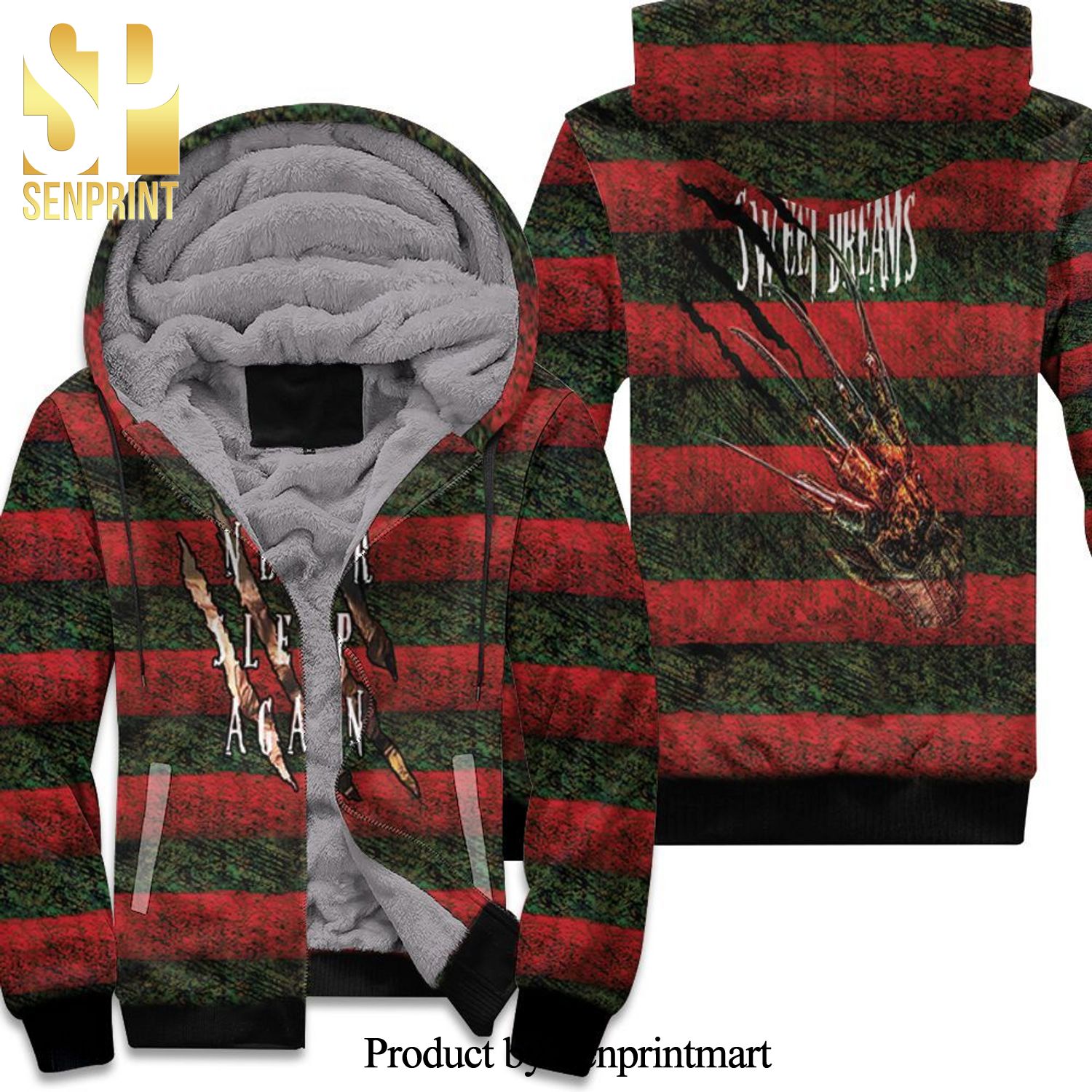 Freddy Krueger Never Sleep Again Sweet Dream Horror Film Best Combo Full Printing Unisex Fleece Hoodie