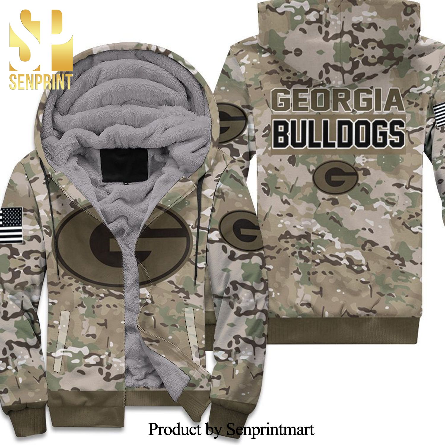 Georgia Bulldogs Camo Pattern Combo Full Printing Unisex Fleece Hoodie