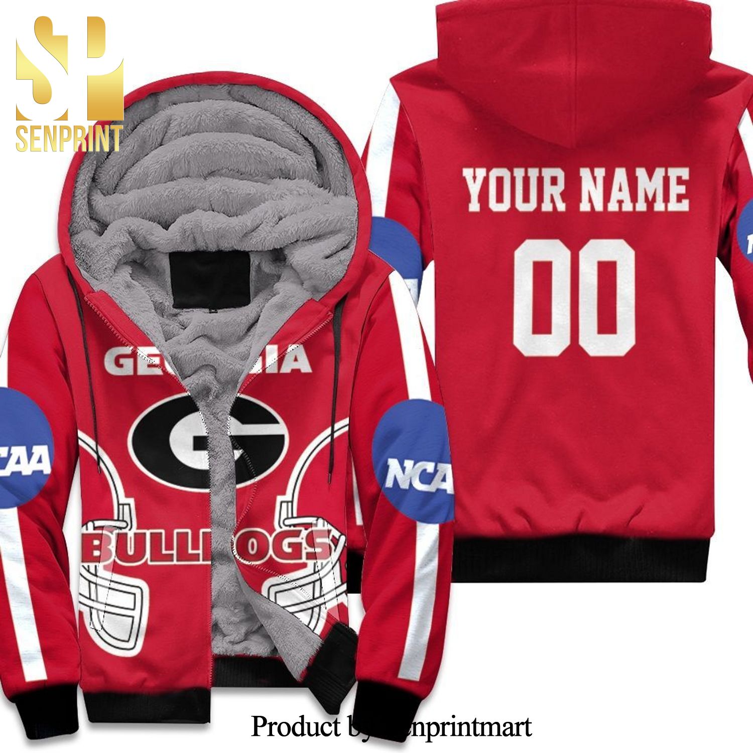 Georgia Bulldogs NCAA Fan Mascot Hot Outfit All Over Print Unisex Fleece Hoodie