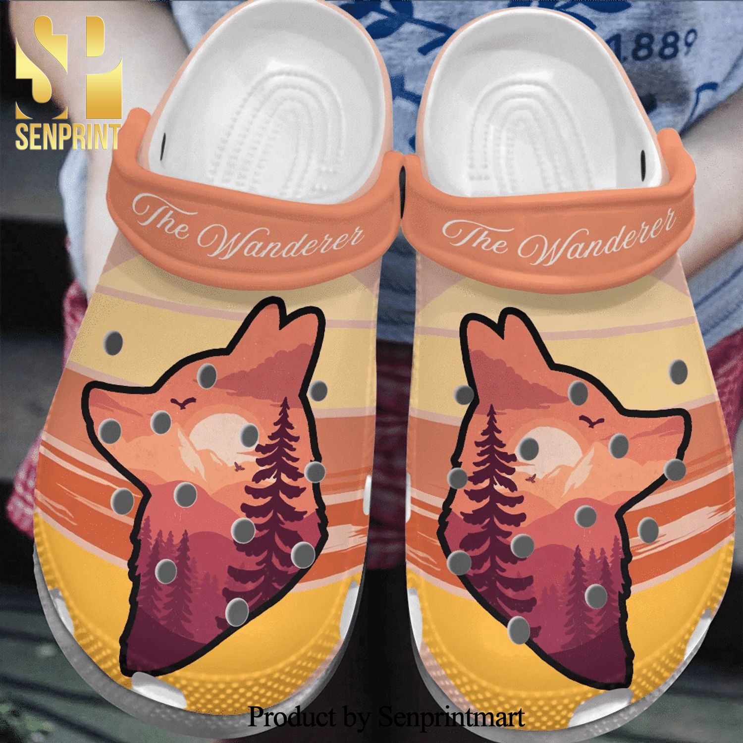 The Wanderer Wolf Lover Gift For Lover Full Printing Crocs Crocband In Unisex Adult Shoes