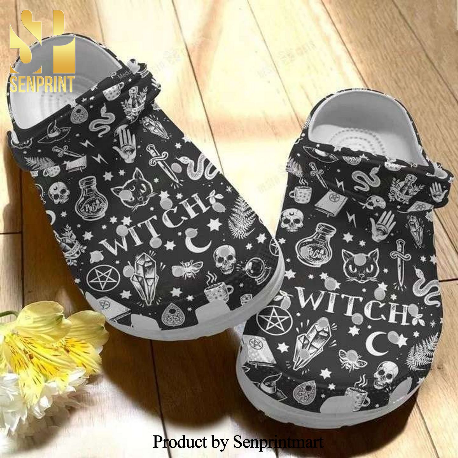 The Witch Halloween Shoes 3D Crocs Crocband In Unisex Adult Shoes