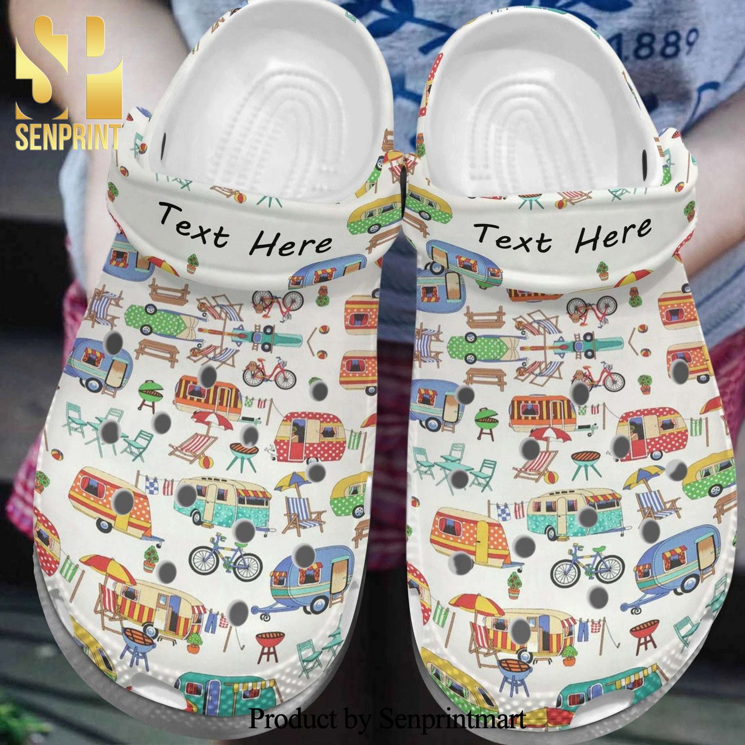 Time To Camp With Cars Gift For Fan Classic Water Street Style Crocs Crocband Adult Clogs