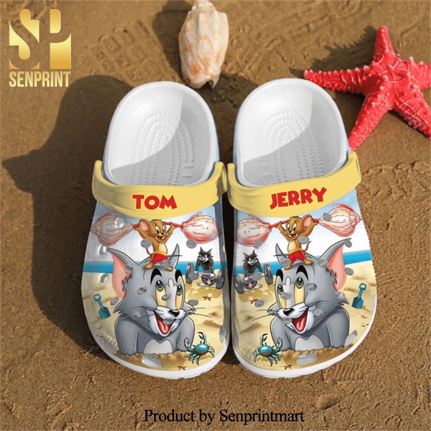 Tom And Jerry Weightlifting 3D Crocs Shoes