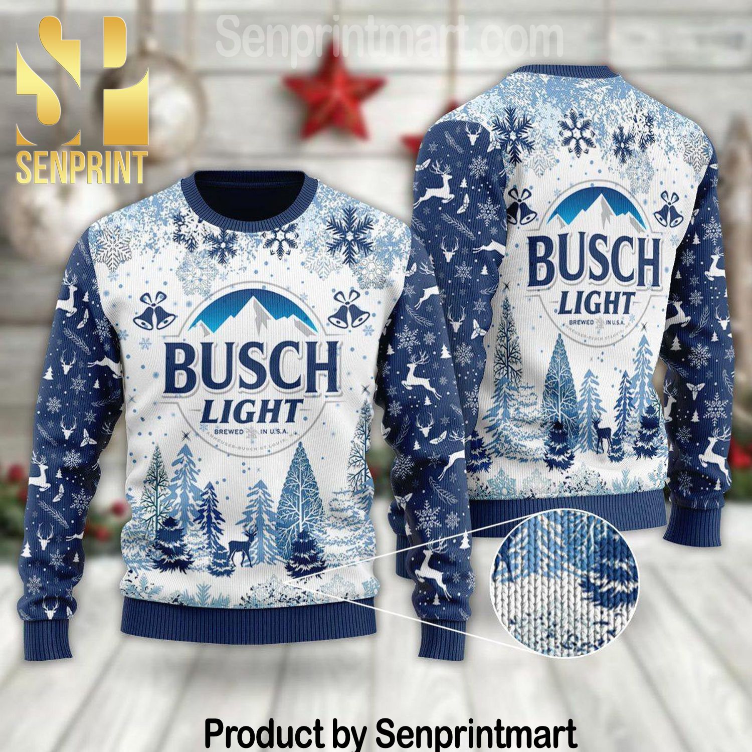 Busch Light Full Printed Ugly Wool Sweater