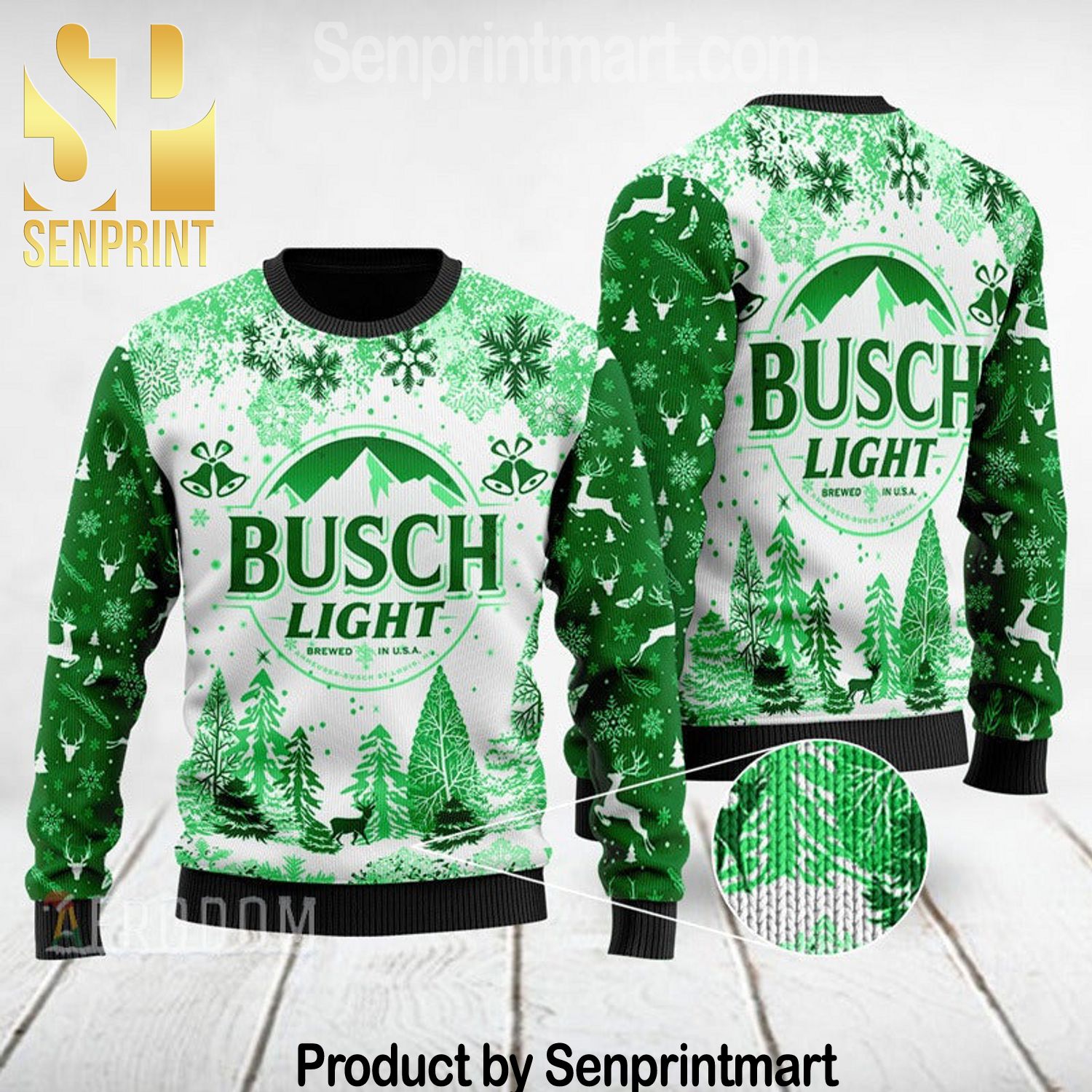 Busch Light Holiday Gifts Full Print Knitting Wool Sweater