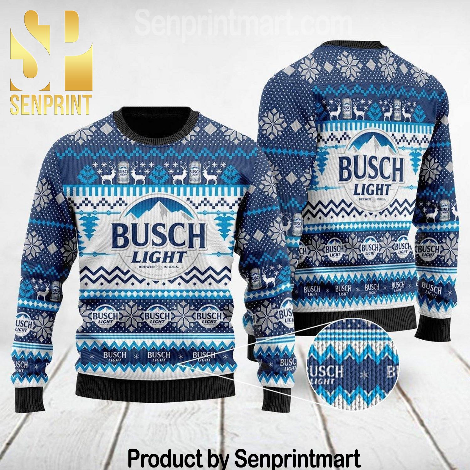 Busch Light Xmas Gifts Wool Knitted Sweater