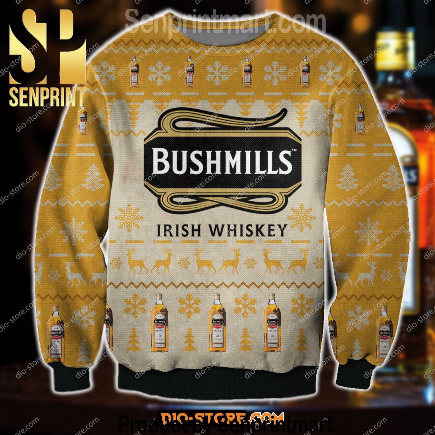 Bushmills Irish Whiskey Chirtmas Time Wool Knitted Ugly Sweater