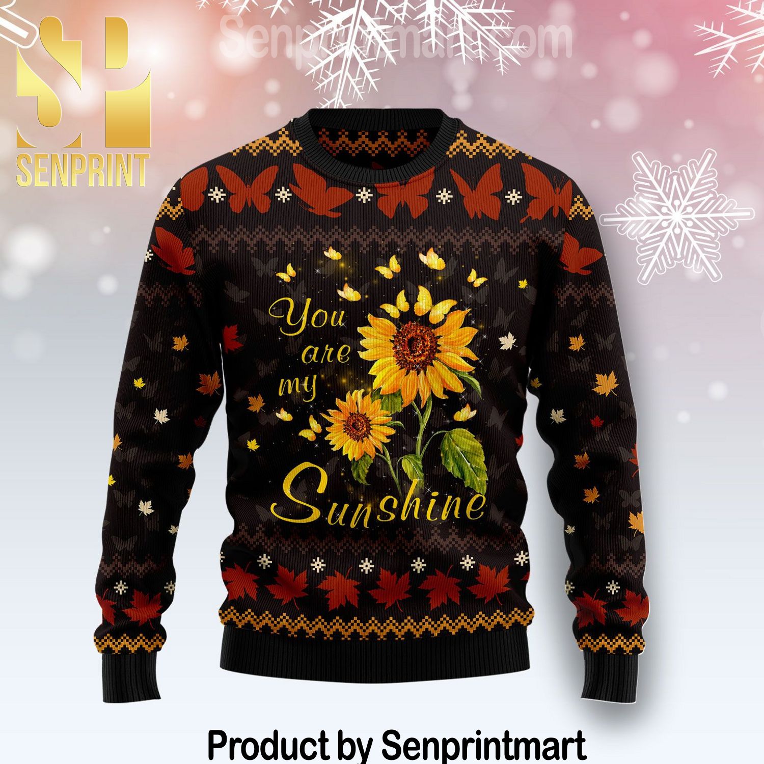 Butterfly Sunshine Wool Blend Ugly Knit Christmas Sweater