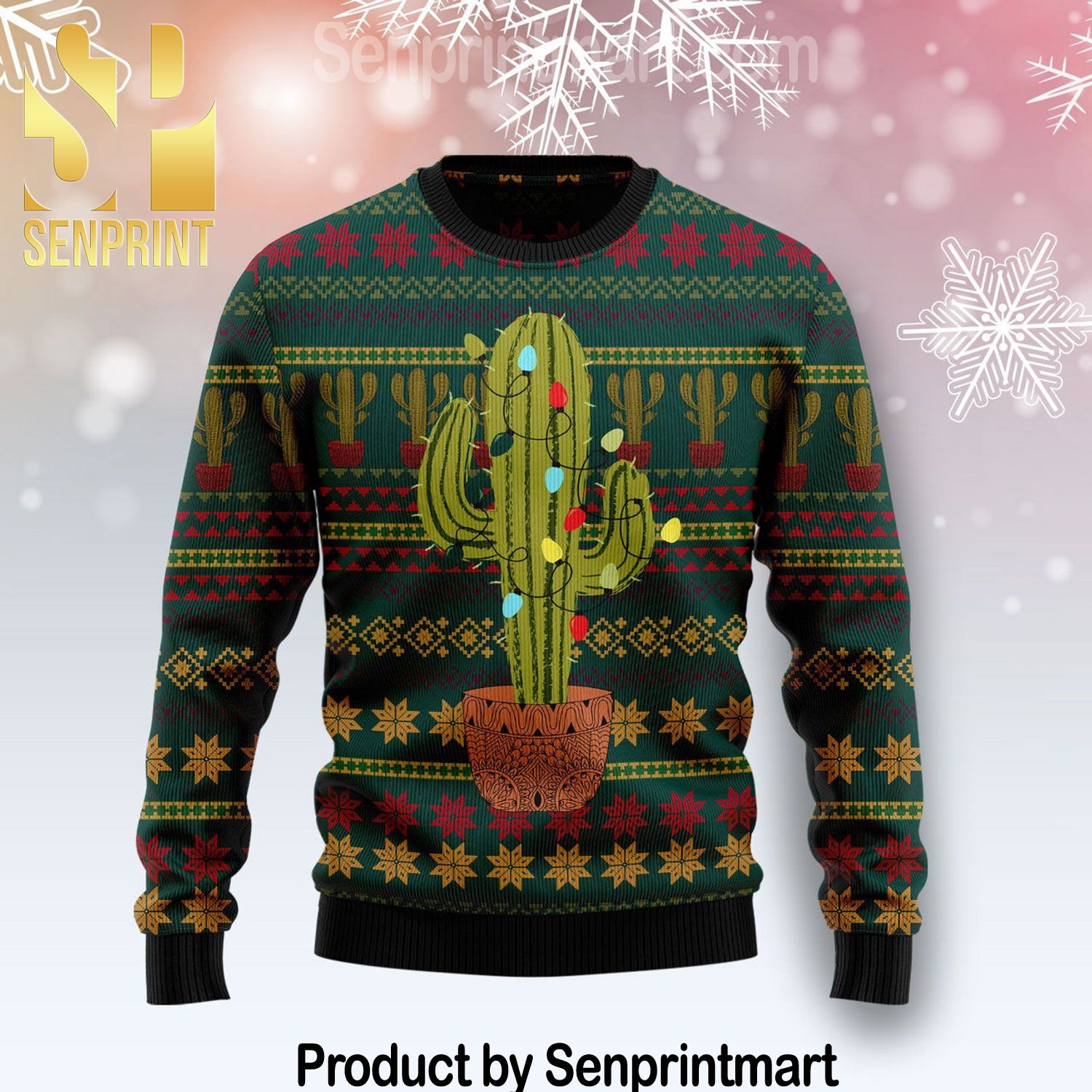 Cactus Gift Ideas 3D Wool Knitted Pattern Ugly Sweater